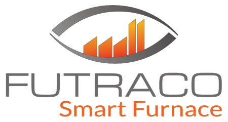 Logo zum FUTRACO Smart Furnace, einer stilisierten Fabrik in einem stilisierten Auge